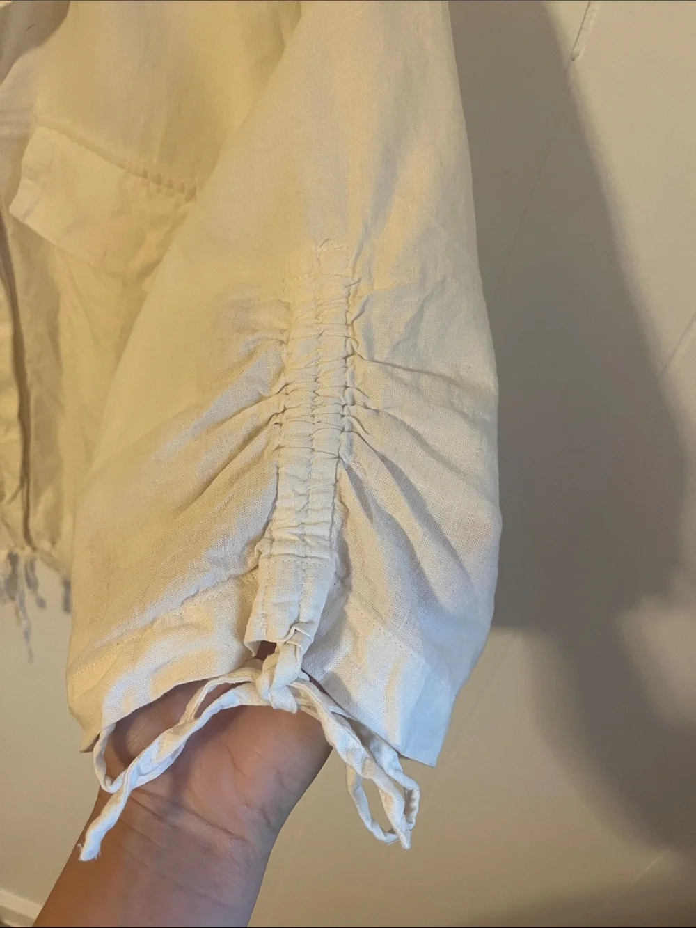 LOFT Cream Button-Front Drawstring Shirt Jacket - Picture 3 of 5
